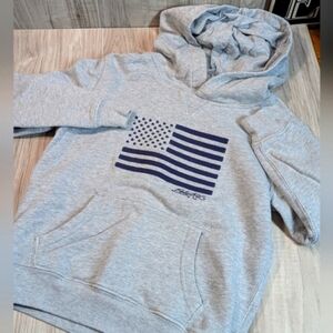 Boys Polo Ralph Lauren Sweatshirt Size S/M Gray Hoodie Navy Flag